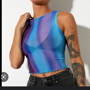 Blue/purple mesh crop top